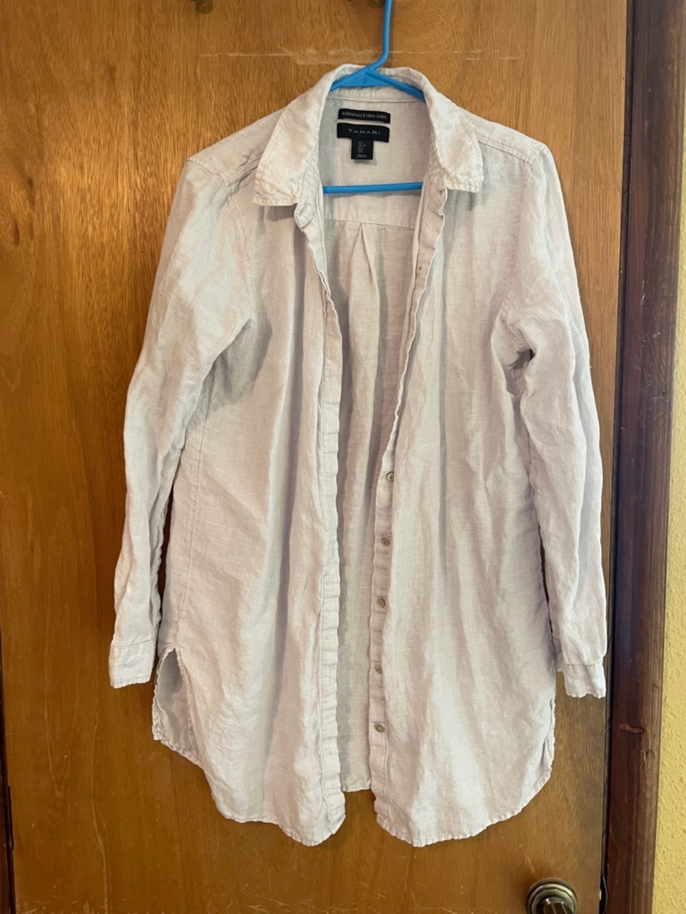 Talbots Pale Beige Linen-Blend Long Shirt